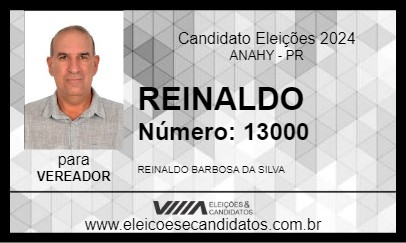 Candidato REINALDO 2024 - ANAHY - Eleições