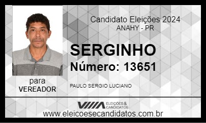 Candidato SERGINHO 2024 - ANAHY - Eleições