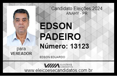 Candidato EDSON PADEIRO 2024 - ANAHY - Eleições