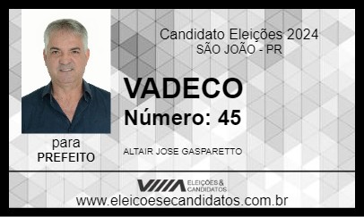 Candidato VADECO 2024 - SÃO JOÃO - Eleições