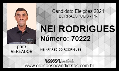 Candidato NEI RODRIGUES 2024 - BORRAZÓPOLIS - Eleições