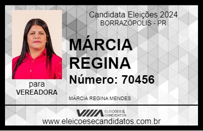 Candidato MÁRCIA REGINA 2024 - BORRAZÓPOLIS - Eleições