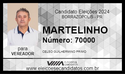 Candidato MARTELINHO 2024 - BORRAZÓPOLIS - Eleições