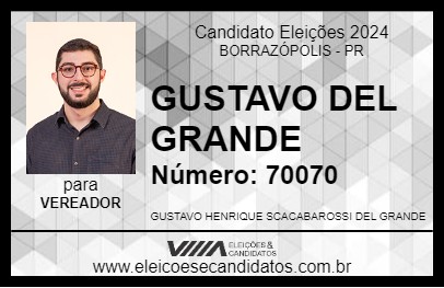 Candidato GUSTAVO DEL GRANDE 2024 - BORRAZÓPOLIS - Eleições