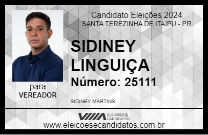 Candidato SIDINEY LINGUIÇA 2024 - SANTA TEREZINHA DE ITAIPU - Eleições