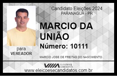 Candidato MARCIO DA UNIÃO 2024 - PARANAGUÁ - Eleições