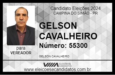 Candidato GELSON CAVALHEIRO 2024 - CAMPINA DO SIMÃO - Eleições