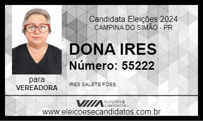 Candidato DONA IRES 2024 - CAMPINA DO SIMÃO - Eleições