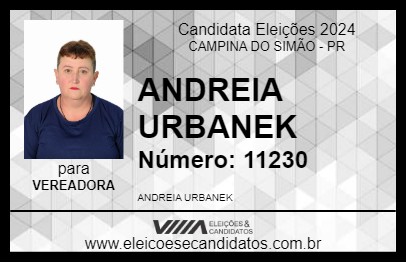 Candidato ANDREIA URBANEK 2024 - CAMPINA DO SIMÃO - Eleições