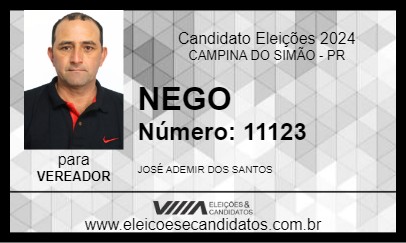 Candidato NEGO 2024 - CAMPINA DO SIMÃO - Eleições