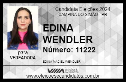 Candidato EDINA WENDLER 2024 - CAMPINA DO SIMÃO - Eleições