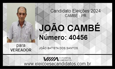 Candidato JOÃO CAMBÉ 2024 - CAMBÉ - Eleições