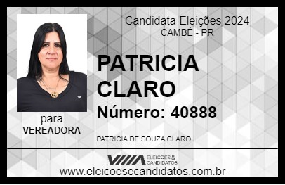 Candidato PATRICIA CLARO 2024 - CAMBÉ - Eleições