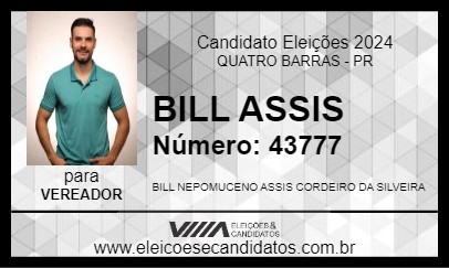 Candidato BILL ASSIS 2024 - QUATRO BARRAS - Eleições