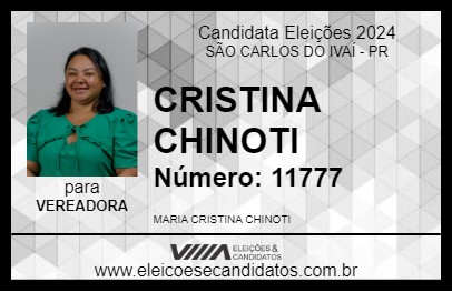 Candidato CRISTINA CHINOTI 2024 - SÃO CARLOS DO IVAÍ - Eleições