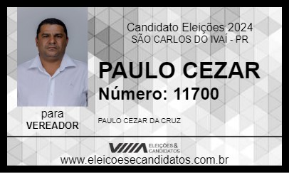 Candidato PAULO CEZAR 2024 - SÃO CARLOS DO IVAÍ - Eleições