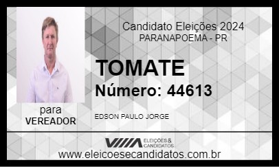 Candidato TOMATE 2024 - PARANAPOEMA - Eleições