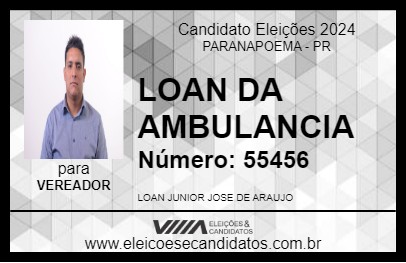 Candidato LOAN DA AMBULANCIA 2024 - PARANAPOEMA - Eleições