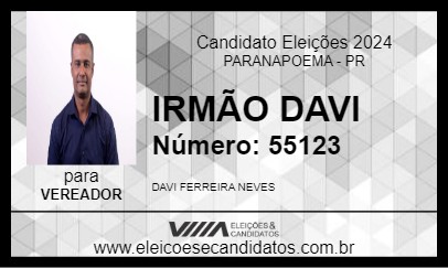 Candidato IRMÃO DAVI 2024 - PARANAPOEMA - Eleições