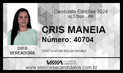 Candidato CRIS MANEIA 2024 - ALTÔNIA - Eleições