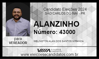 Candidato ALANZINHO 2024 - SÃO CARLOS DO IVAÍ - Eleições