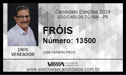 Candidato FRÓIS 2024 - SÃO CARLOS DO IVAÍ - Eleições