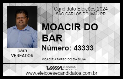 Candidato MOACIR DO BAR 2024 - SÃO CARLOS DO IVAÍ - Eleições