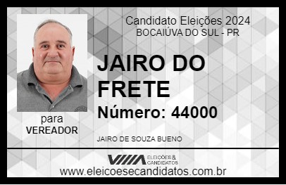 Candidato JAIRO DO FRETE 2024 - BOCAIÚVA DO SUL - Eleições