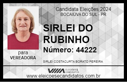 Candidato SIRLEI DO RUBINHO 2024 - BOCAIÚVA DO SUL - Eleições