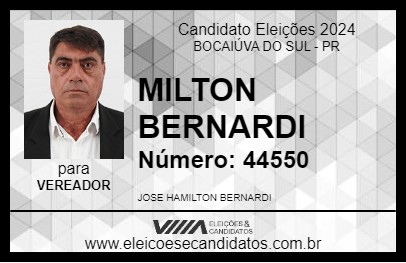 Candidato MILTON BERNARDI 2024 - BOCAIÚVA DO SUL - Eleições