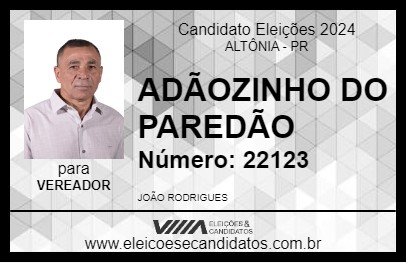 Candidato ADÃOZINHO DO PAREDÃO 2024 - ALTÔNIA - Eleições