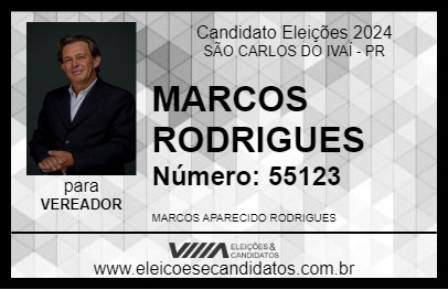 Candidato MARCOS RODRIGUES 2024 - SÃO CARLOS DO IVAÍ - Eleições