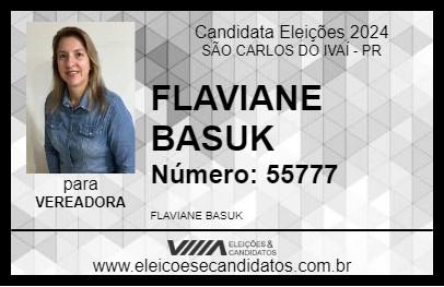 Candidato FLAVIANE BASUK 2024 - SÃO CARLOS DO IVAÍ - Eleições