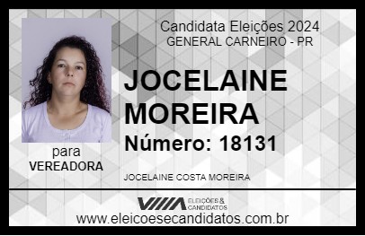 Candidato JOCELAINE MOREIRA 2024 - GENERAL CARNEIRO - Eleições