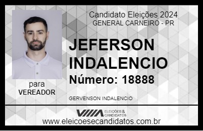 Candidato JEFERSON INDALENCIO 2024 - GENERAL CARNEIRO - Eleições