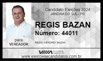 Candidato REGIS BAZAN 2024 - JANDAIA DO SUL - Eleições