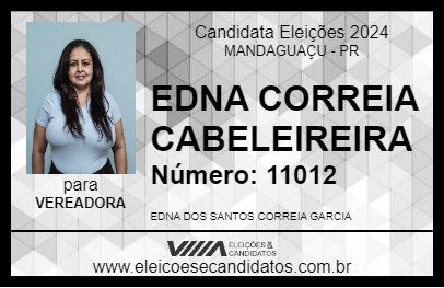 Candidato EDNA CORREIA CABELEIREIRA 2024 - MANDAGUAÇU - Eleições