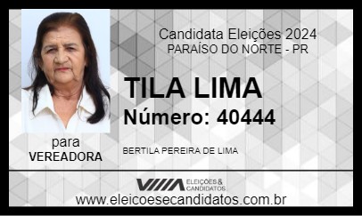 Candidato TILA LIMA 2024 - PARAÍSO DO NORTE - Eleições