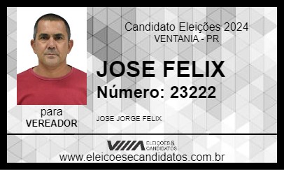 Candidato JOSE FELIX 2024 - VENTANIA - Eleições