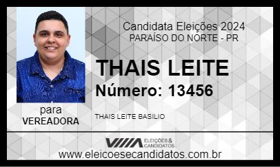 Candidato THAIS LEITE 2024 - PARAÍSO DO NORTE - Eleições