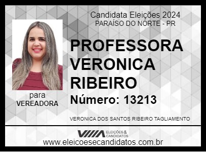 Candidato PROFESSORA VERÔNICA RIBEIRO 2024 - PARAÍSO DO NORTE - Eleições