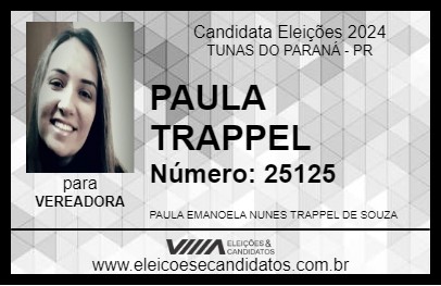 Candidato PAULA TRAPPEL 2024 - TUNAS DO PARANÁ - Eleições