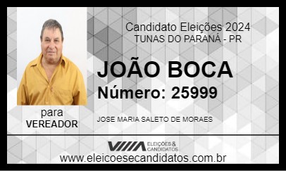 Candidato JOÃO BOCA 2024 - TUNAS DO PARANÁ - Eleições