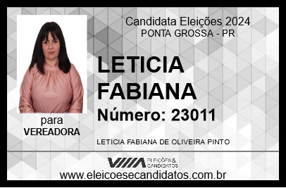 Candidato LETICIA FABIANA 2024 - PONTA GROSSA - Eleições