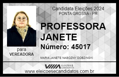 Candidato PROFESSORA JANETE 2024 - PONTA GROSSA - Eleições