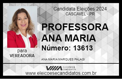 Candidato PROFESSORA ANA MARIA 2024 - CASCAVEL - Eleições