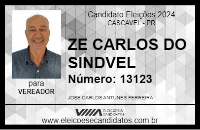 Candidato ZE CARLOS DO SINDVEL 2024 - CASCAVEL - Eleições