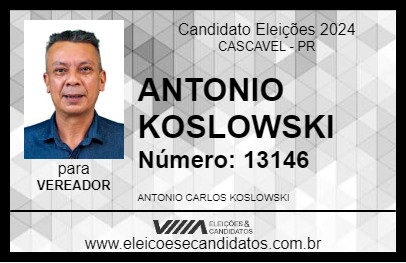 Candidato ANTONIO KOSLOWSKI 2024 - CASCAVEL - Eleições