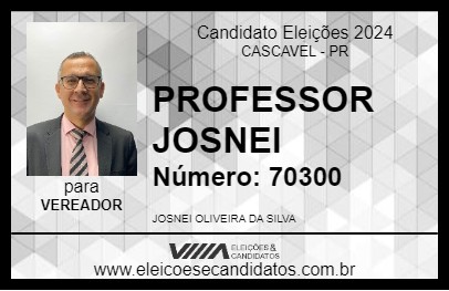 Candidato PROFESSOR JOSNEI 2024 - CASCAVEL - Eleições