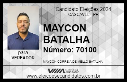 Candidato MAYCON BATALHA 2024 - CASCAVEL - Eleições